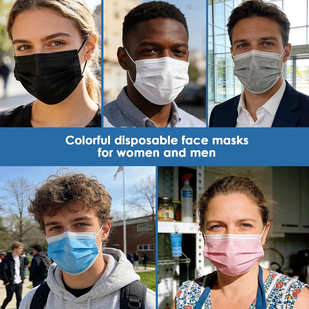NNPCBT 5 Color Disposable Face Masks 125 Pcs for Outdoor,Home,Office,School