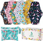 PHOGARY Reusable Menstruation Pads, Washable Night Pads for Abundant Menstrual Flow, Cotton Liner with Wings for Night, Sports and Postpartum Care, 26 CM
