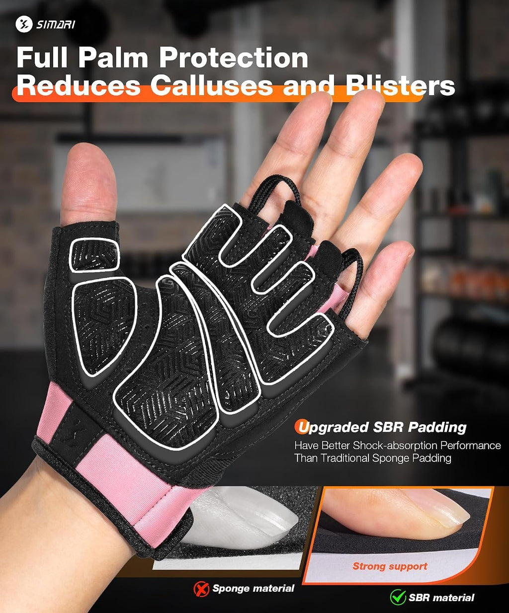 SIMARI Breathable Workout Gloves with Cushion Pad/Grip/Reduce Calluses, Weight Lifting Gloves for Gym Exercise, Cycling, Weightlifting Training, Fitness, Pilates, Kayaking, Gift for Men & Women