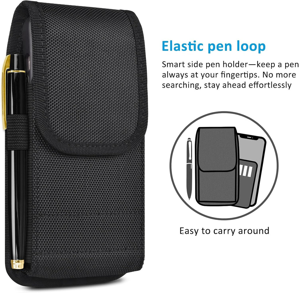 Cell Phone Holster with Card Holder Pouch Belt Clip Men for iPhone 17 Air 16 15 14 13 12 11 Pro Max Plus Samsung Galaxy S25 S24 S23 S22 Plus FE, L-Black