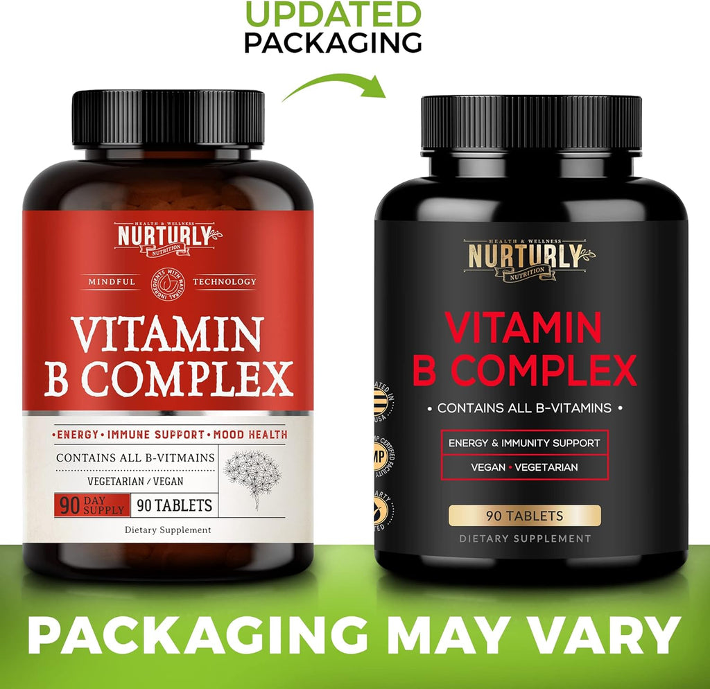 Vitamin B Complex - Contains All Essential B Vitamins - B1, B2, B3, B5, B6, B7, B9, B12 and Biotin - Super B Complex Vitamins for Energy, Immunity and Mood Support - 90 Tablets