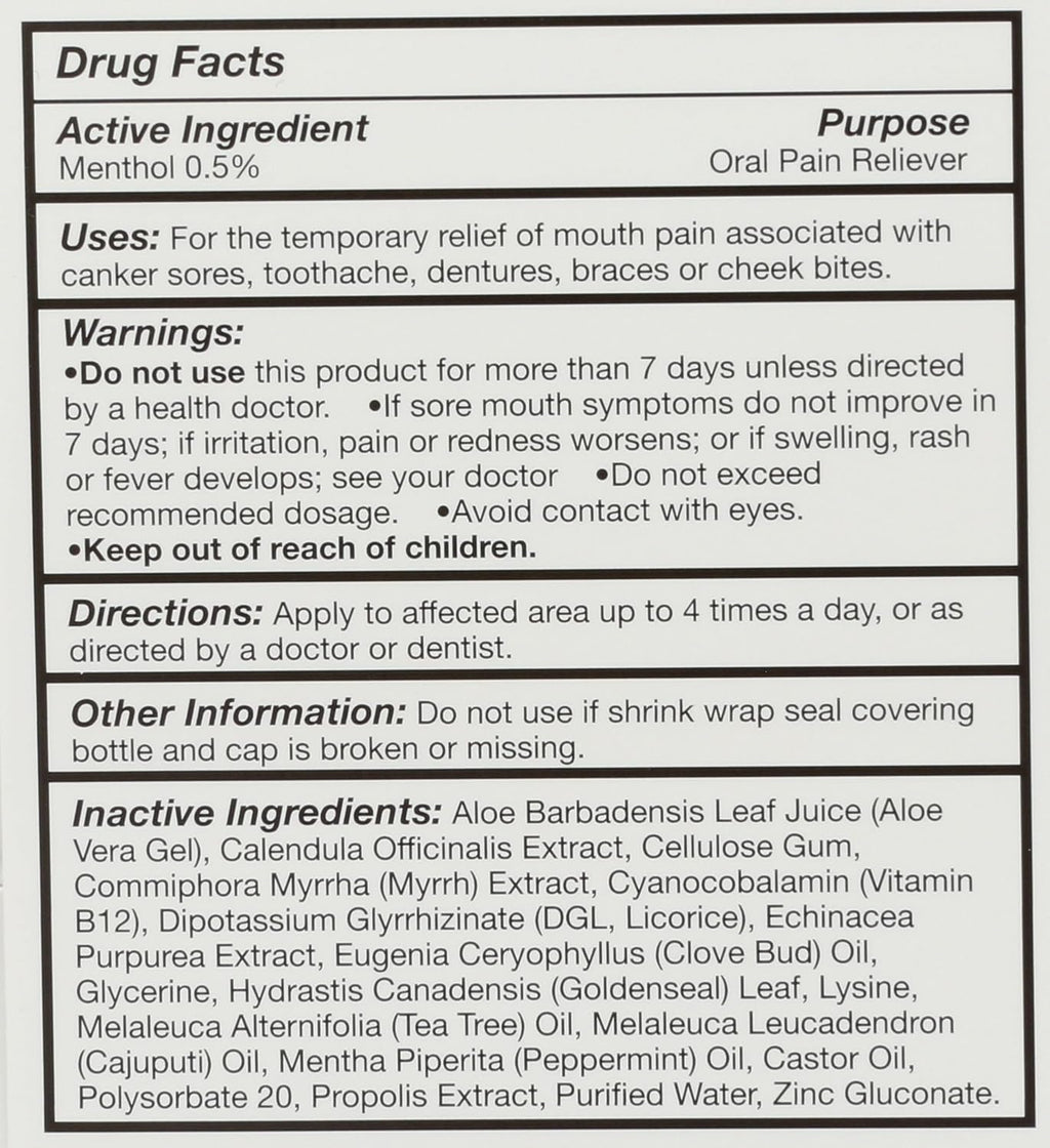 Quantum Health Canker Care+ Oral Gel Pain Reliever, Natural Pain Relief Ingredients Including Menthol, Mint, & Castor Oil, 9.7 mL