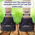 Black Crutch Tips & Cane Tip (Pair of 2) – 1 Size Fits All 3/4" 7/8” Inch - Extreme Grip Heavy Duty Universal Sizing Crutches Shafts Longest Lasting High Performance Rubber Non-Slip