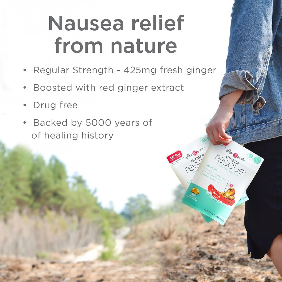 Ginger Rescue Digestive Wellness Lozenges (Hard) Nausea Relief 30ct