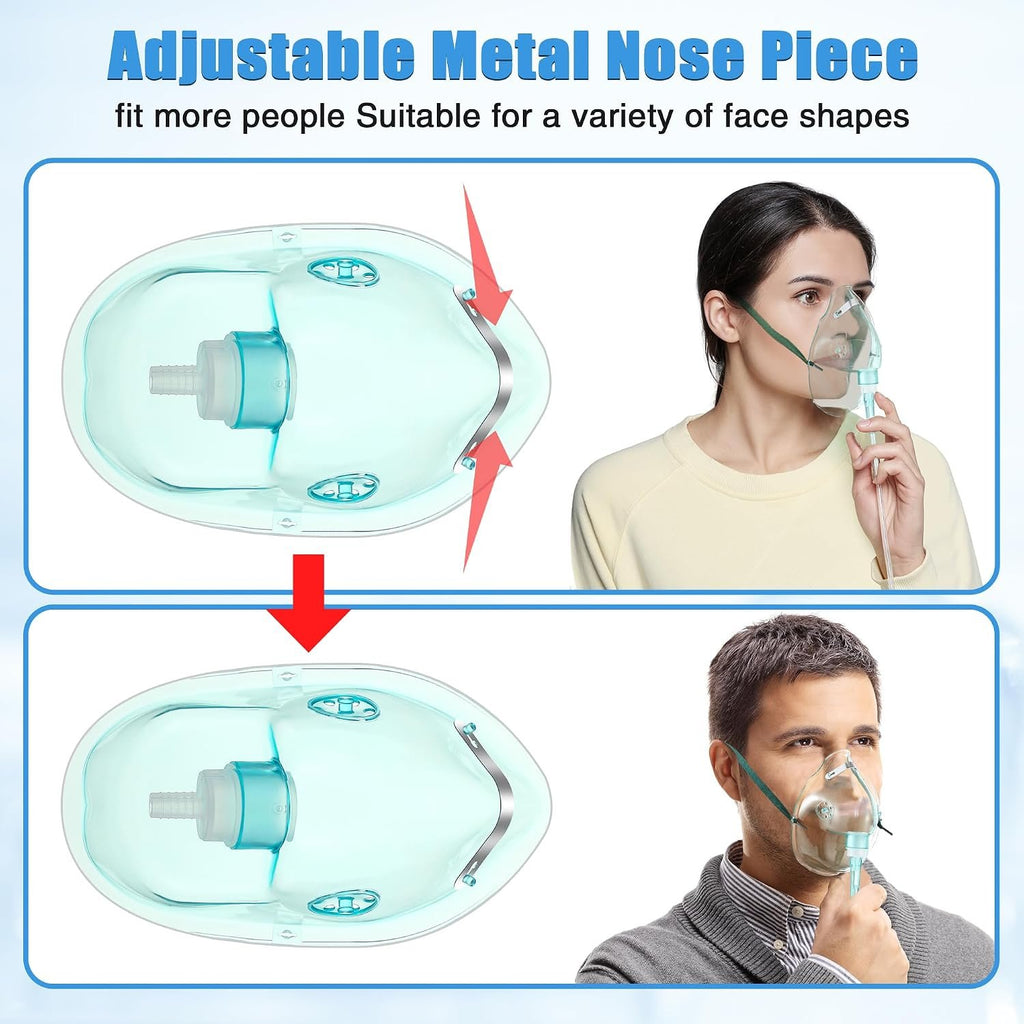 Geiserailie 2PCS L Oxygen Mask with 6.6 Ft Tubing and Adjustable Strap