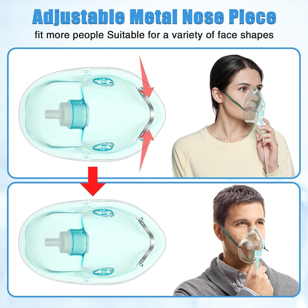 Geiserailie 2PCS L Oxygen Mask with 6.6 Ft Tubing and Adjustable Strap