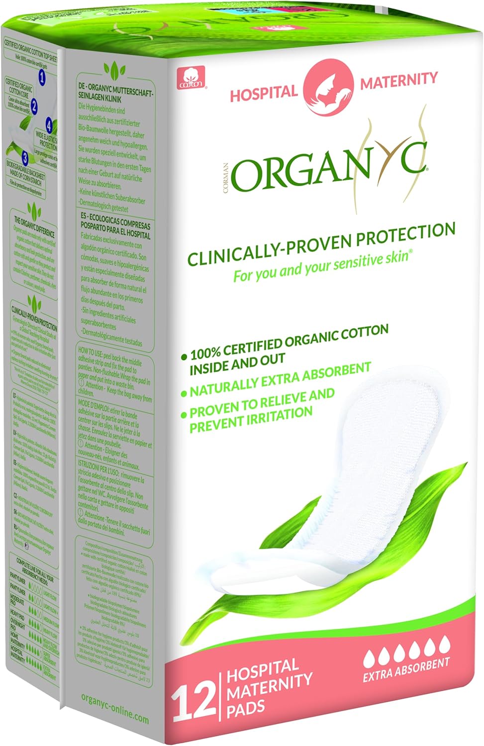Organyc Pads - Maternity First Days, 12 count (Pack of 2)