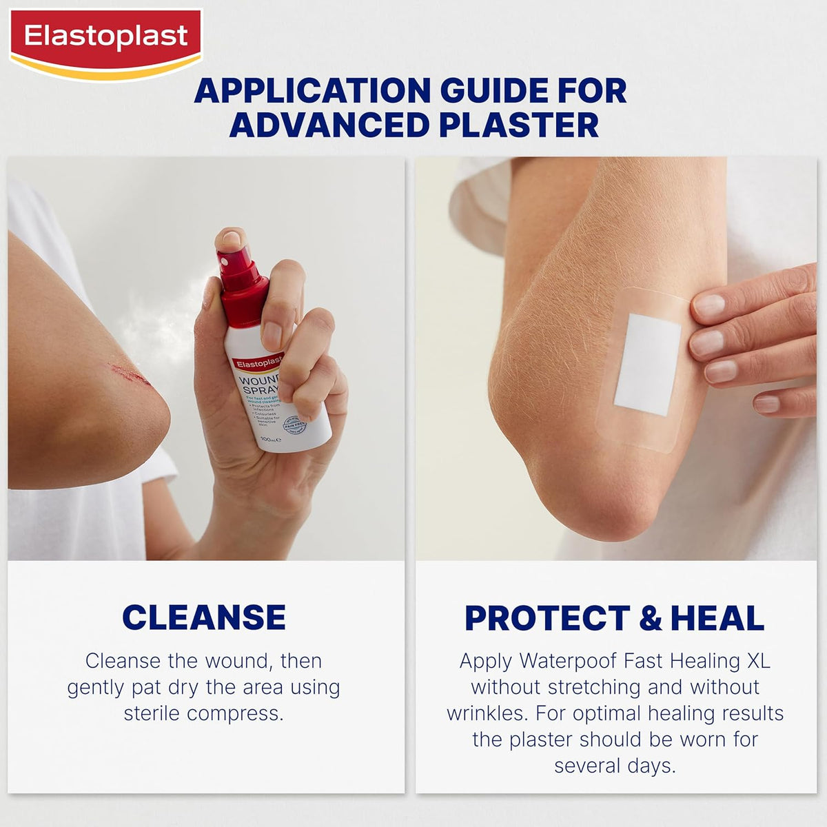 Elastoplast Waterproof XL Fast Healing Wound Dressings 6.5cm x 4.3cm (8 Pack) | Reduces Risk of Scarring | Extra Strong Adhesion | Waterproof Plaster | Protects Wounds from Dirt & Bacteria
