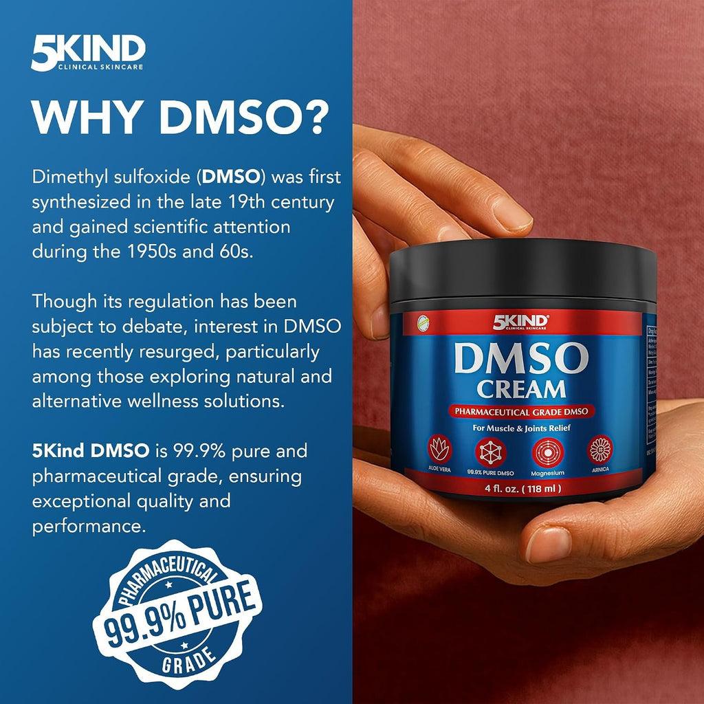 5Kind DMSO Cream for Pain Relief 4 fl oz Topical Muscle & Joint Pain Relief