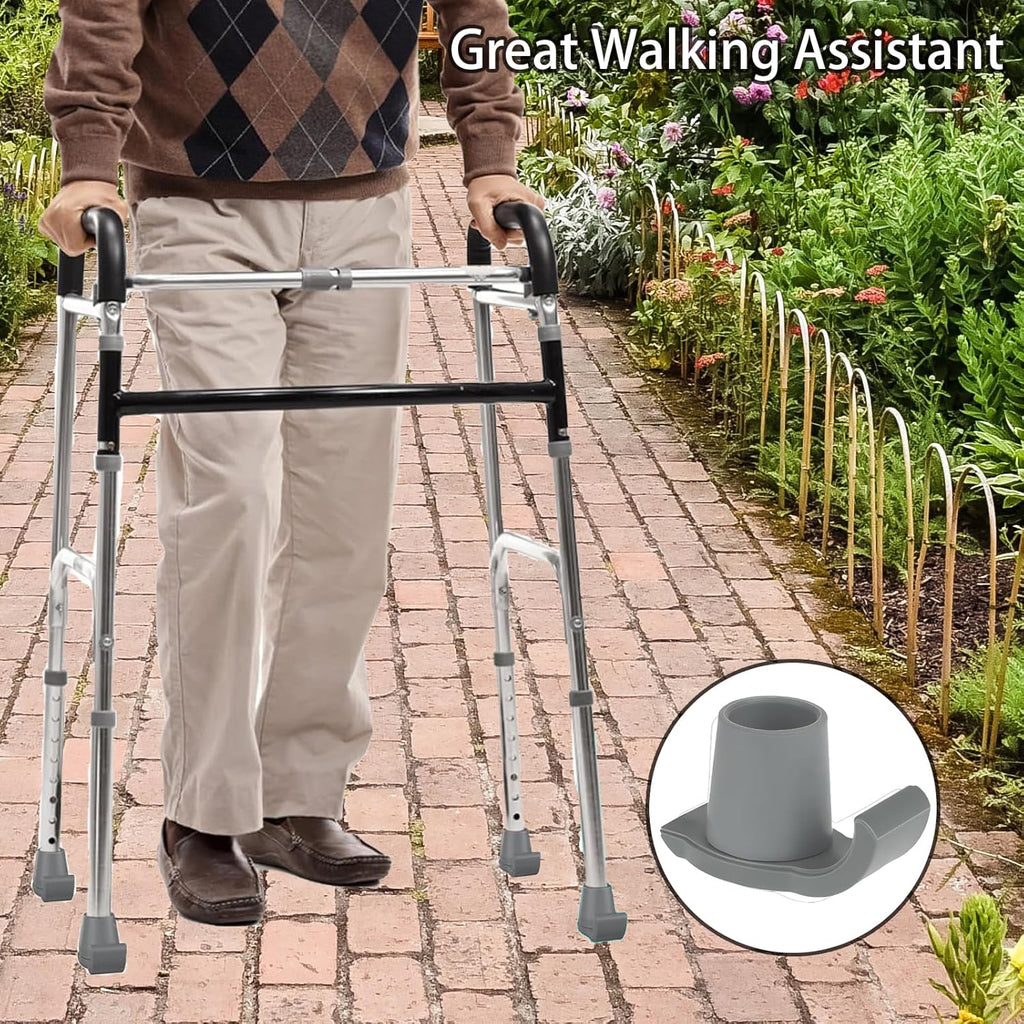 Walker Glide Skis, 2 Pcs Universal Fit Walker Skis | Easy to Use Rubber Walker Feet,Replacement Skis for Walkers,Gift for Seniors,Grey