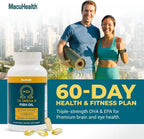 Macuhealth Omega 3 Fish Oil - 1100mg DHA, 1100mg EPA - rTG Formula | 120 softgels, 3 months supply - Eye & Brain Health Supplement, Triglyceride Formula
