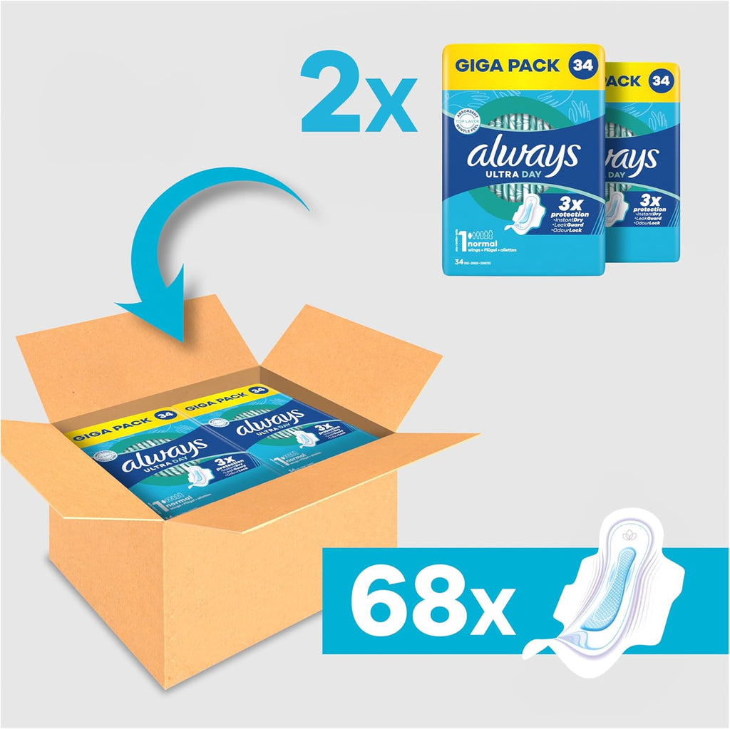 Always Sanitary Pads 68 pieces