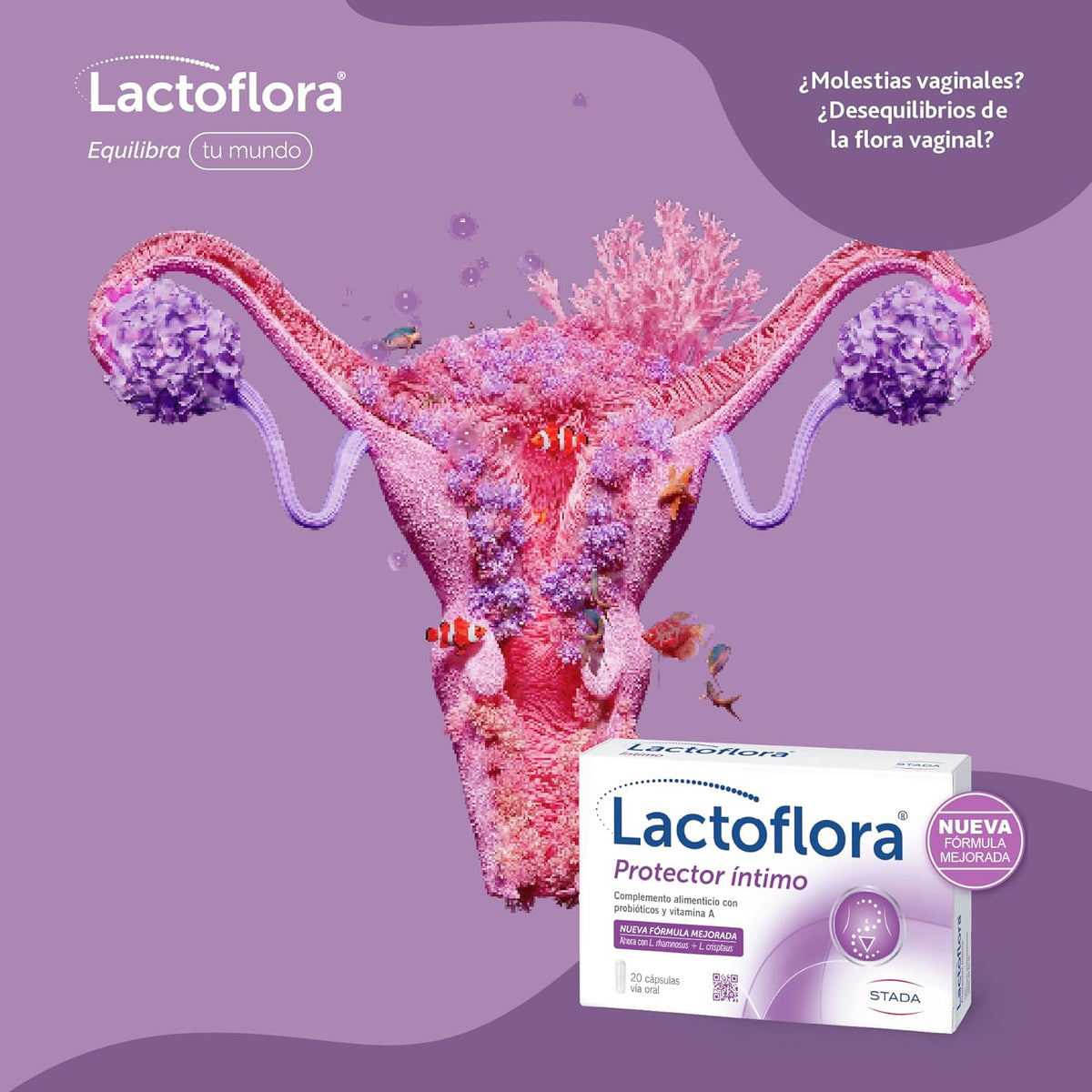 Lactoflora, Women's Intimate Protector, Probiotics and Vitamin A, Vaginal Flora Balance and Wellness, Immune Support, 20 Capsules