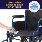 Drive Medical Blue Streak Lightweight Wheelchair, Footrests, 20" Seat