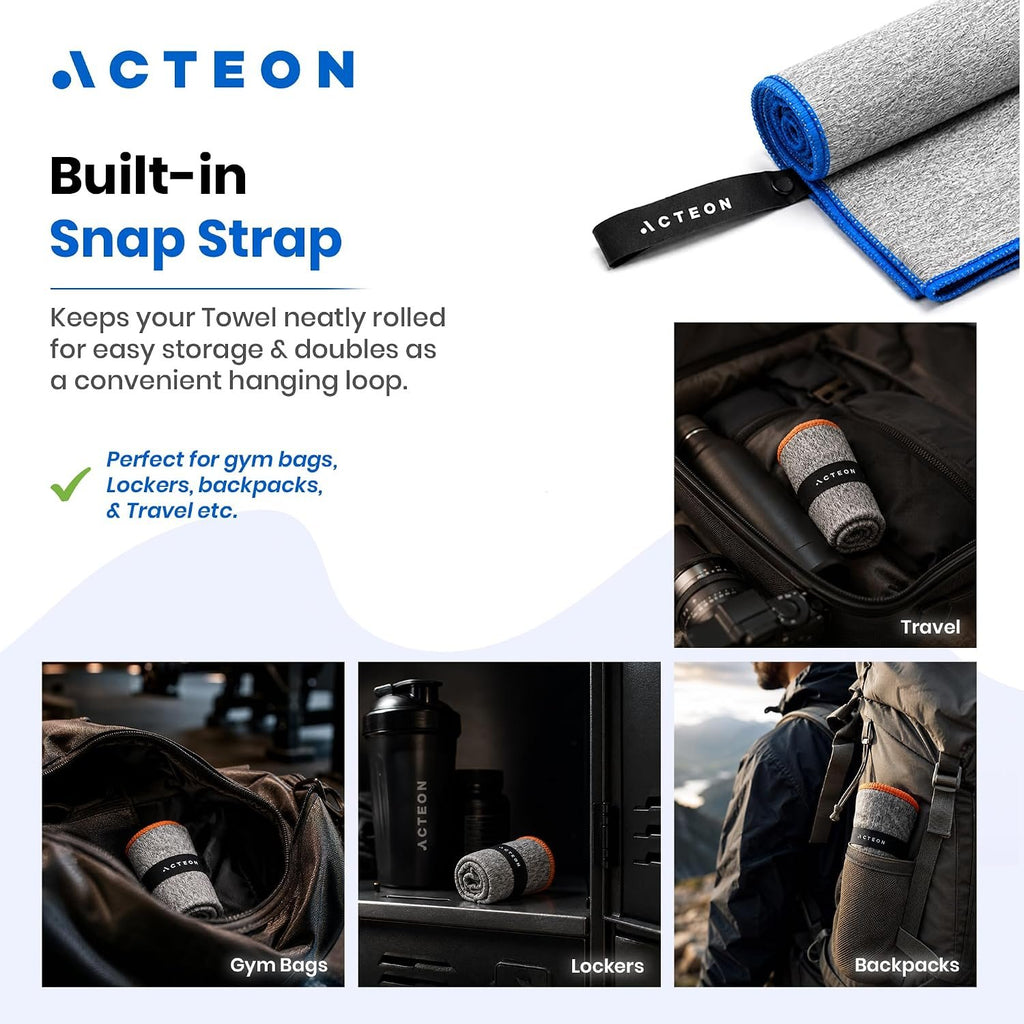 Acteon Microfiber Gym Towels 5 Pack, Quick Dry Silver ION Odor-Free Sweat Towel, Super Absorbent Fast Drying for Men & Women, Workout, Yoga, Running, Hiking, Travel – 16x30.5 Inch