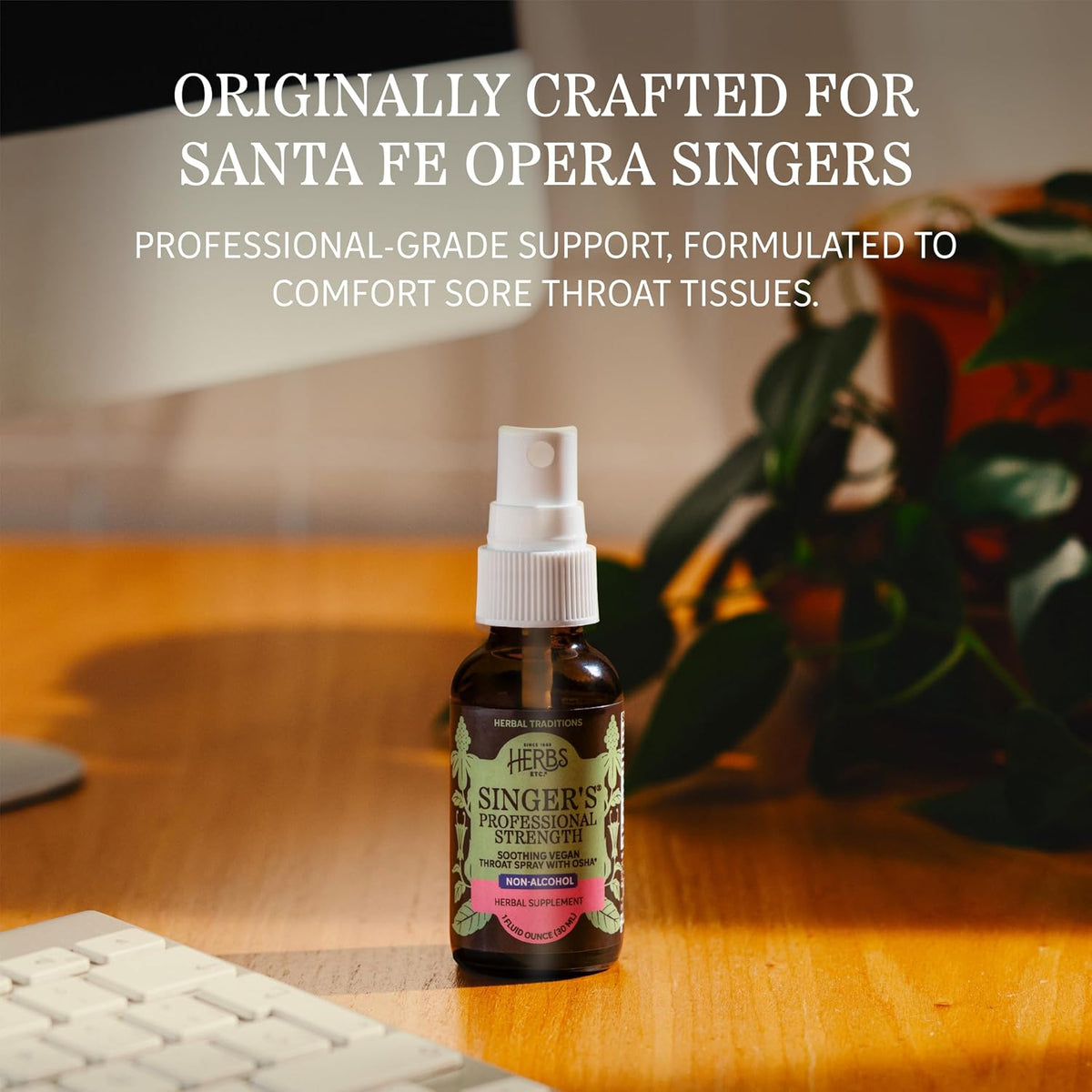 Herbs Etc. Singer's Saving Grace Professional Strength Spray - Plant-Based Soothing Throat Spray for Voice Care - Comfort Irritated Tissues - Vocal Cord Support - Non-Alcohol - 1 fl oz (75 Servings)