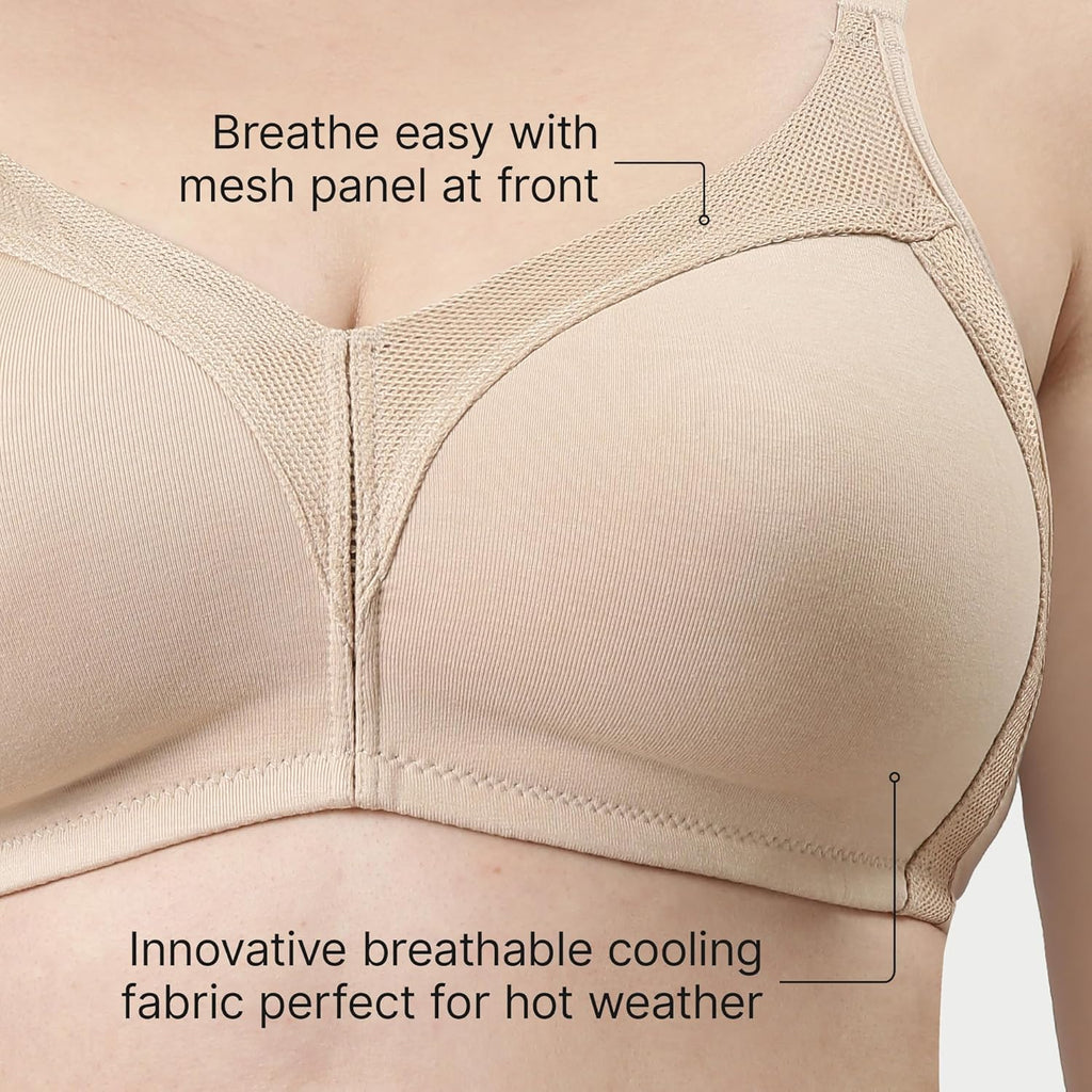 Enamor AB75 M Frame No Bounce Full Support Cotton Bra for Women - Non-Padded Non-Wired & Full Coverage with Cooling Technology | Available in Solid Colours