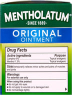 Mentholatum Original Vapor Chest Rub, Topical Analgesic Ointment, Vapors Soothe Nasal Passages & Relieve Chest and Muscle Aches Due To Cold & Cough, All-Natural Medicated Ingredients, 3.0 oz