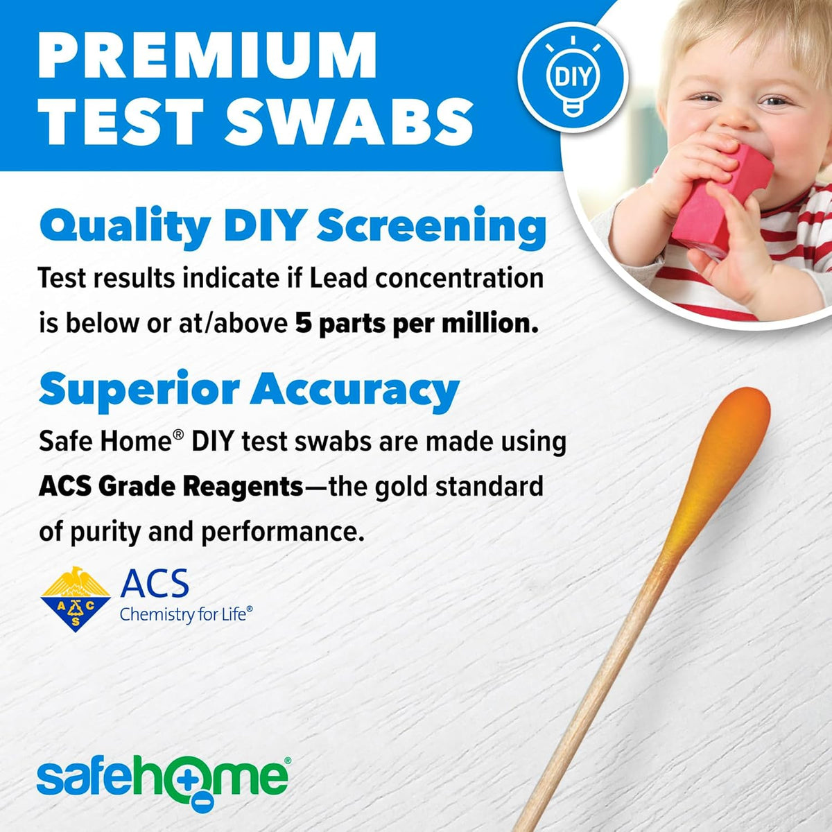 Safe Home® Lead Combo Test Kit – 10 DIY Surface Swabs + Optional Testing at our EPA Certified Lab – Detect Lead in Materials Such as Paint, Dust, Soil, and More – Great for Homeowners & Contractors