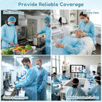 Xuhal 150 Pack Disposable Isolation Gowns PPE Gowns Disposable Bulk,Blue | Spunbonded Polypropylene, 46 in Length, Elastic Cuffs, Neck and Waist Ties, for Home Isolation, Labs, Dental, Beauty Agencies