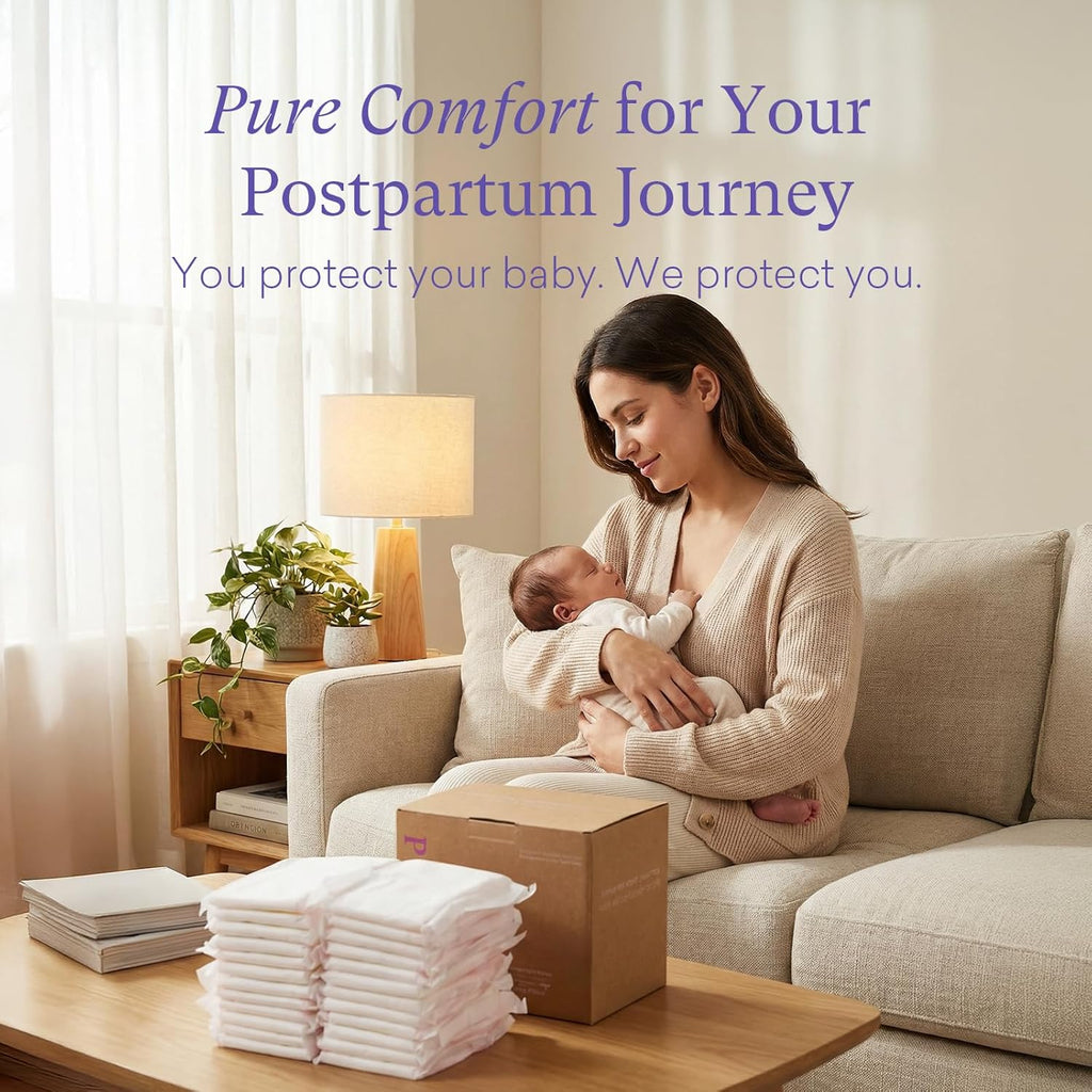 PurComfy 24 Count Premium Postpartum Pads with Wings, Large Maximum Absorbency Postpartum Maternity Pads Ultra Soft Heavy Flow Secure Leak Protection After Birth