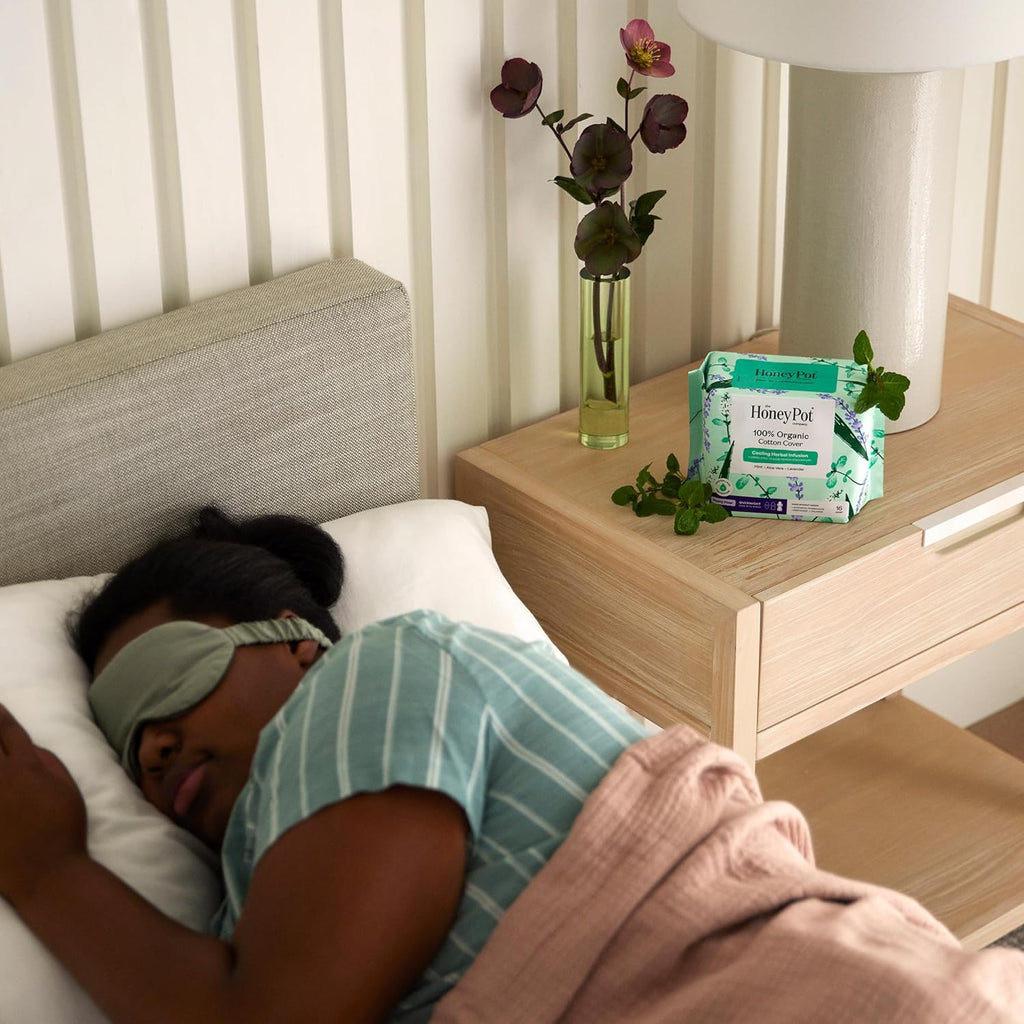 The Honey Pot Company - Herbal Sanitary Pads for Women - Heavy Flow Overnight w/Wings - Infused w/Essential Oils for Cooling Effect & Organic Cotton Cover - Feminine Care - 11 ct