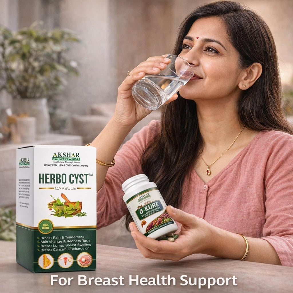 Akshar Ayurved Herbo Cyst Ayurvedic Breast Health Support Capsules | Herbal Supplement | Natural Hormonal Balance & Wellness Support for Women | 100% Herbal Formula | Daily Care Capsules
