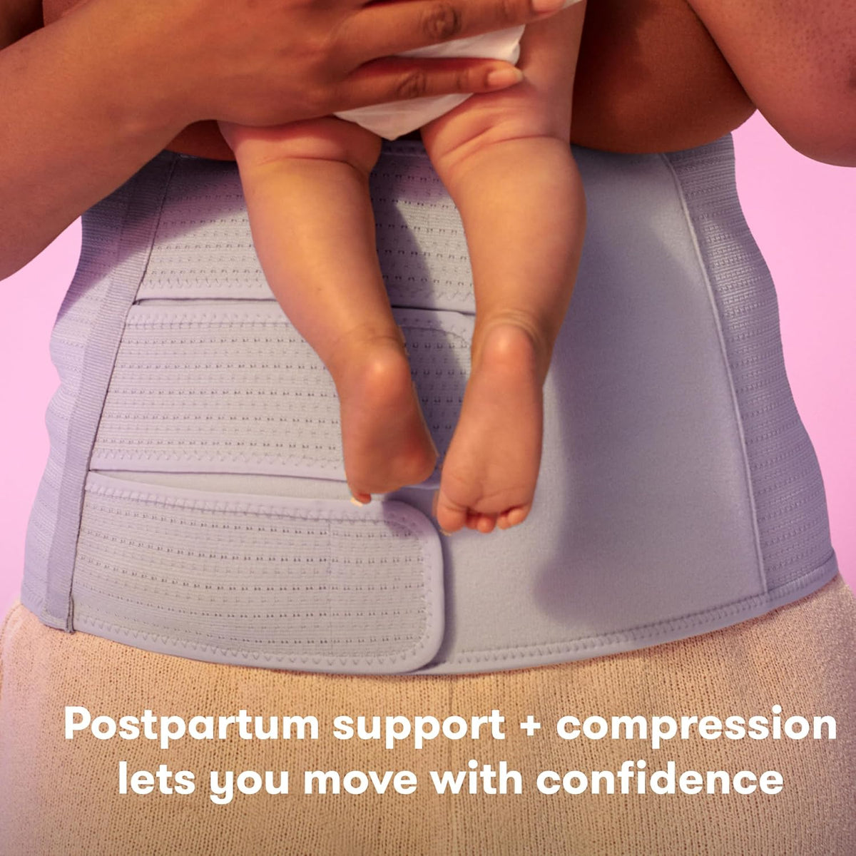 Frida Mom Belly Folder - Postpartum Recovery, Abdominal Support for Natural Birth and C-Section Recovery, Adjustable Compression Wrap 9" Tall