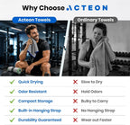 Acteon Microfiber Gym Towels 5 Pack, Quick Dry Silver ION Odor-Free Sweat Towel, Super Absorbent Fast Drying for Men & Women, Workout, Yoga, Running, Hiking, Travel – 16x30.5 Inch