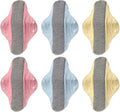 Adult Washable Pure Cotton Panty Liners, Pack Of 6 Reusable Sanitary Pads, Organic Cotton, Leak-Proof For Medium/Heavy, Odour-Absorbing, Elderly Care, Postpartum, Home,Travel (color Random)