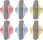 Adult Washable Pure Cotton Panty Liners, Pack Of 6 Reusable Sanitary Pads, Organic Cotton, Leak-Proof For Medium/Heavy, Odour-Absorbing, Elderly Care, Postpartum, Home,Travel (color Random)