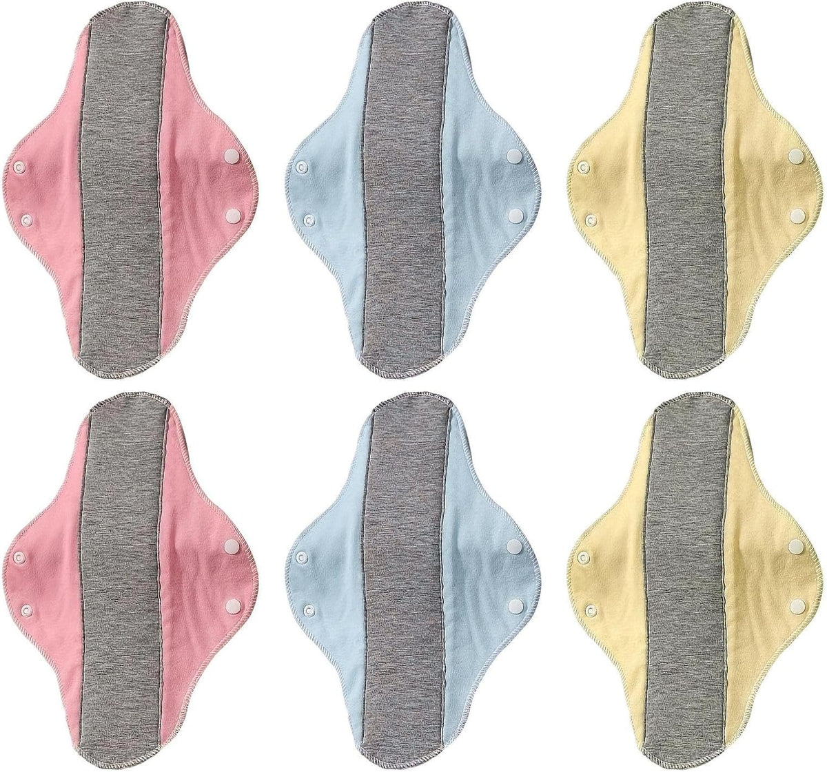 Adult Washable Pure Cotton Panty Liners, Pack Of 6 Reusable Sanitary Pads, Organic Cotton, Leak-Proof For Medium/Heavy, Odour-Absorbing, Elderly Care, Postpartum, Home,Travel (color Random)