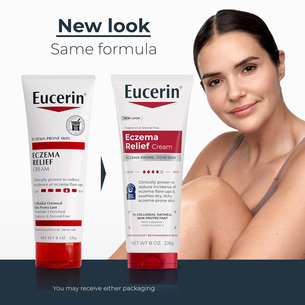 Eucerin Eczema Relief Body Cream with Colloidal Oatmeal, 8 OZ | Daily Eczema Cream, Soothes Eczema-Prone, Itchy Skin, Reduced Flare Ups, NEA Accepted, Fragrance Free, Steroid Free