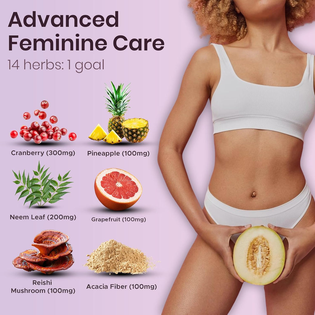Women’s Vaginal Microflora Probiotic | Supports UTI, Yeast & pH Balance | Daily Hydration Blend with Cranberry, D-Mannose, Aloe & Hibiscus | Odor, Flora & Urinary Tract Care | Vegan, Non-GMO, 60Caps