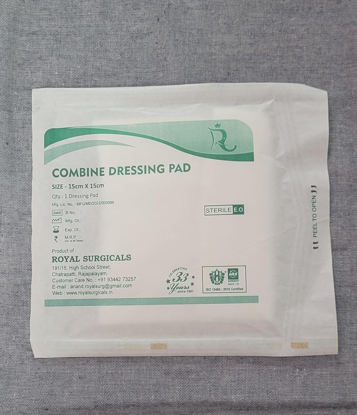 Sterile Absorbent Cotton Combine Dressing Pad |(15x15cm) (Pack of 50) Dressing Pad for Wound Dressing/First Aid/Home