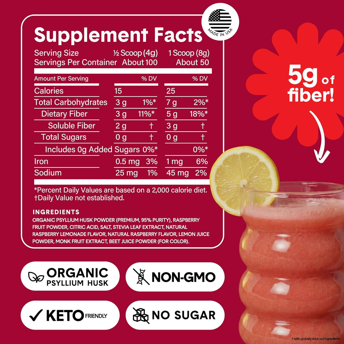 Bellway Super Fiber + Fruit, Organic Psyllium Husk Powder, Sugar-Free