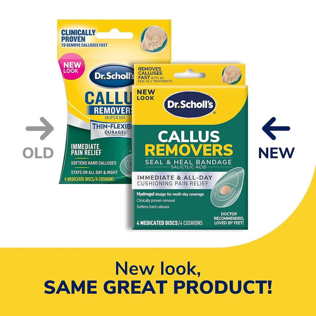 Dr. Scholl's CALLUS REMOVER Seal & Heal Bandage with Hydrogel Technology, 4ct // Removes Calluses Fast And Provides Cushioning Protection Against Shoe Pressure And Friction For All-Day Pain Relief