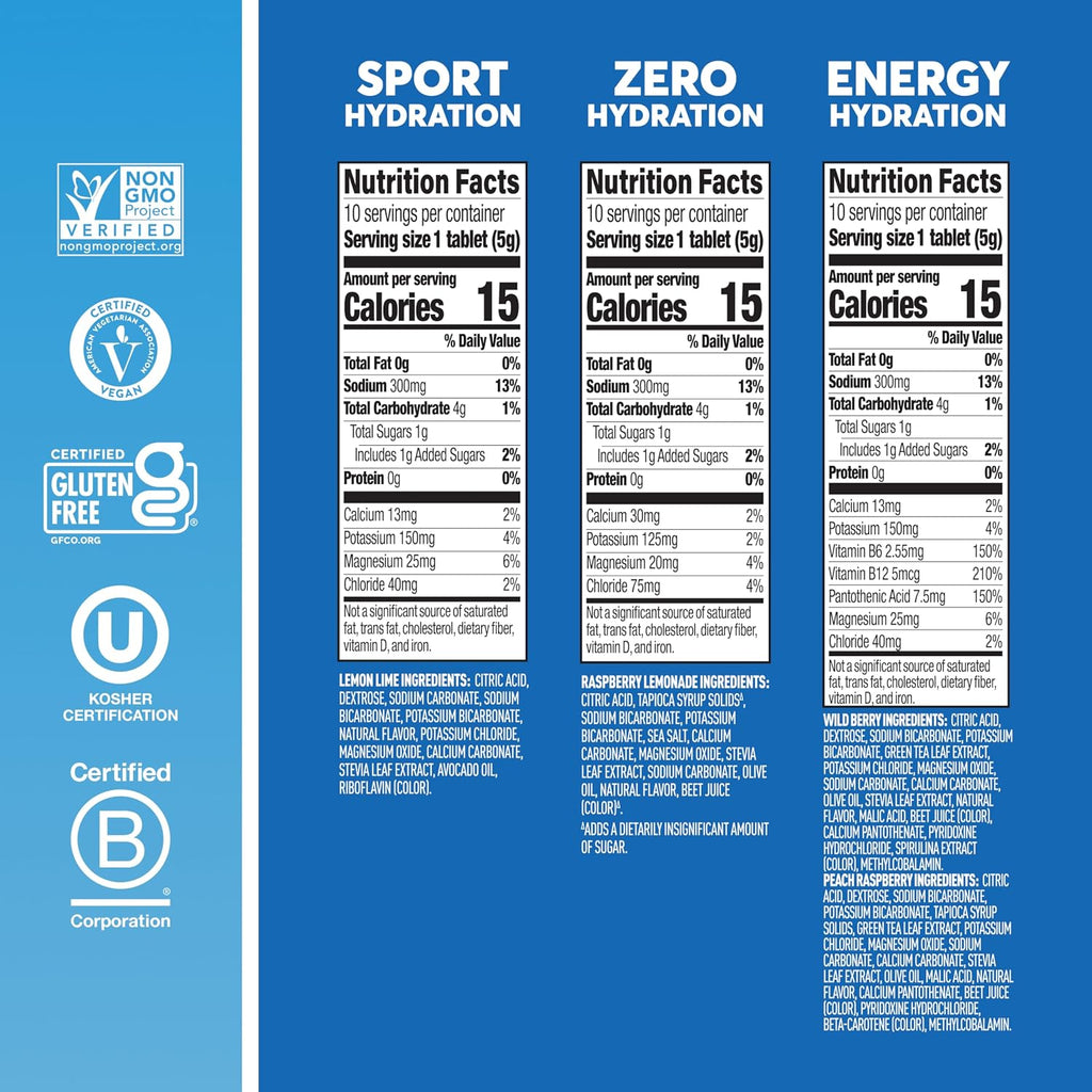 Nuun Energy Caffeine + B Vitamins Mixed Flavors, GF & Vegan, 4 Pack | 40 Servings with Caffeine from Green Tea Extract, Magnesium & 4 Other Electrolytes, Gluten Free, Vegan