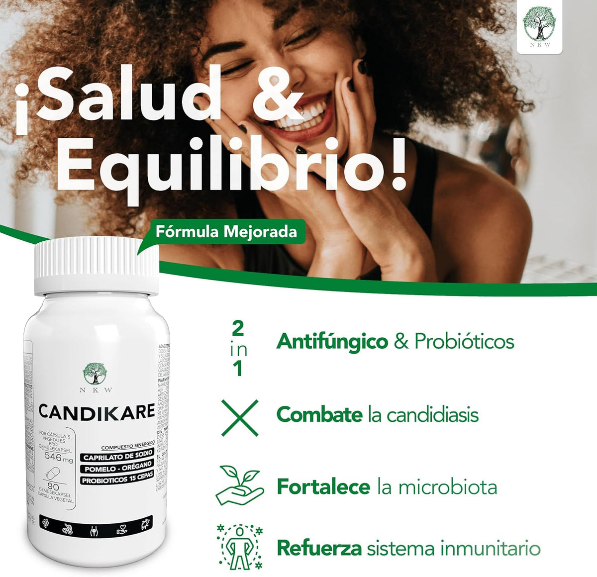 2 in 1 Probiotics Women and Men + Antifungal for Candidiasis Treatment Women | Combat Candida Fungus | Improve Microbiot and Intimate Flora | Sodium Caprylate Grapefruit Oregano Probiotic 15 Strains