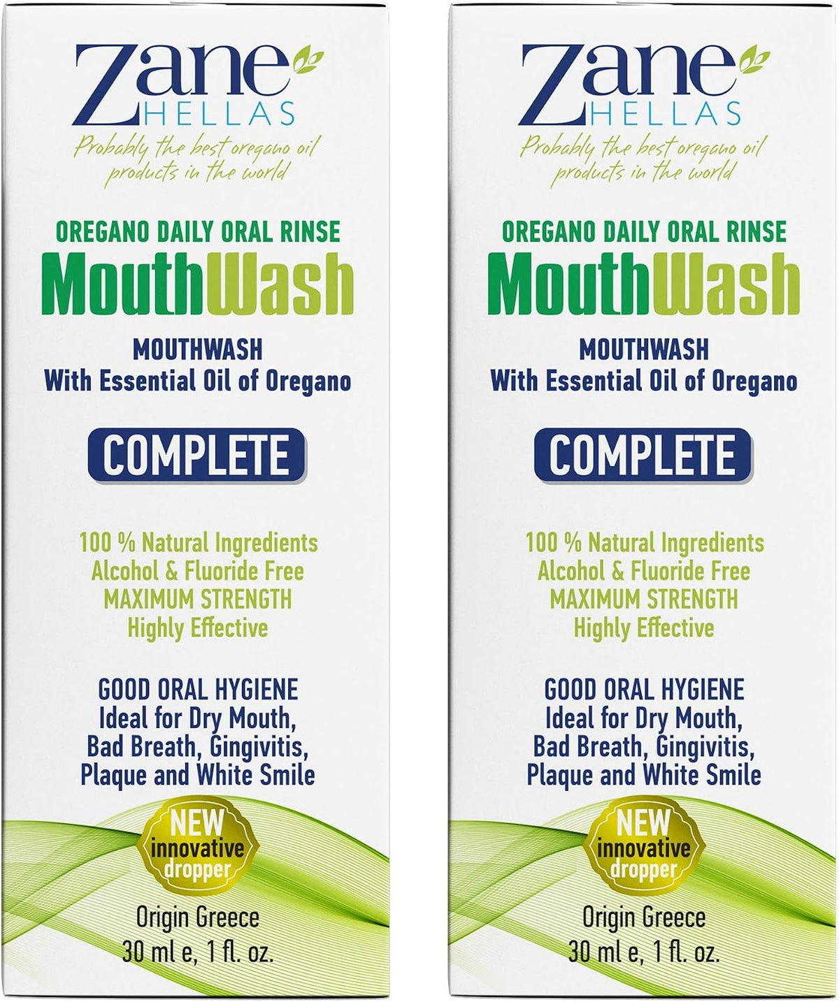 Zane Hellas MouthWash. Oral Rinse with Oregano Oil Power. Ideal for Gingivitis, Plaque, Dry Mouth, and Bad Breath. Alcohol and Fluoride Free. 100% Herbal Solution. 2 fl.oz.-60ml.