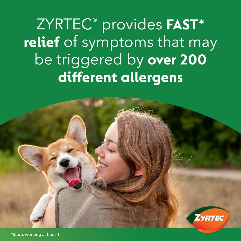 Zyrtec 24-Hour Allergy Relief Tablets, 90-Ct Size Plus 3x1-Ct Packs | 10 mg Cetirizine HCl, Allergy Medicine, For Symptoms like Runny Nose, Sneezing, Itchy & Watery Eyes & Itchy Nose or Throat