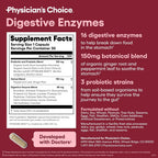 Physician's CHOICE Digestive Enzymes for Bloating & Digestion - Fast-Acting 16 Enzyme Formula with Organic Prebiotics & Probiotics for Gut & Digestive Health - Meal Time Discomfort Relief - 30 CT