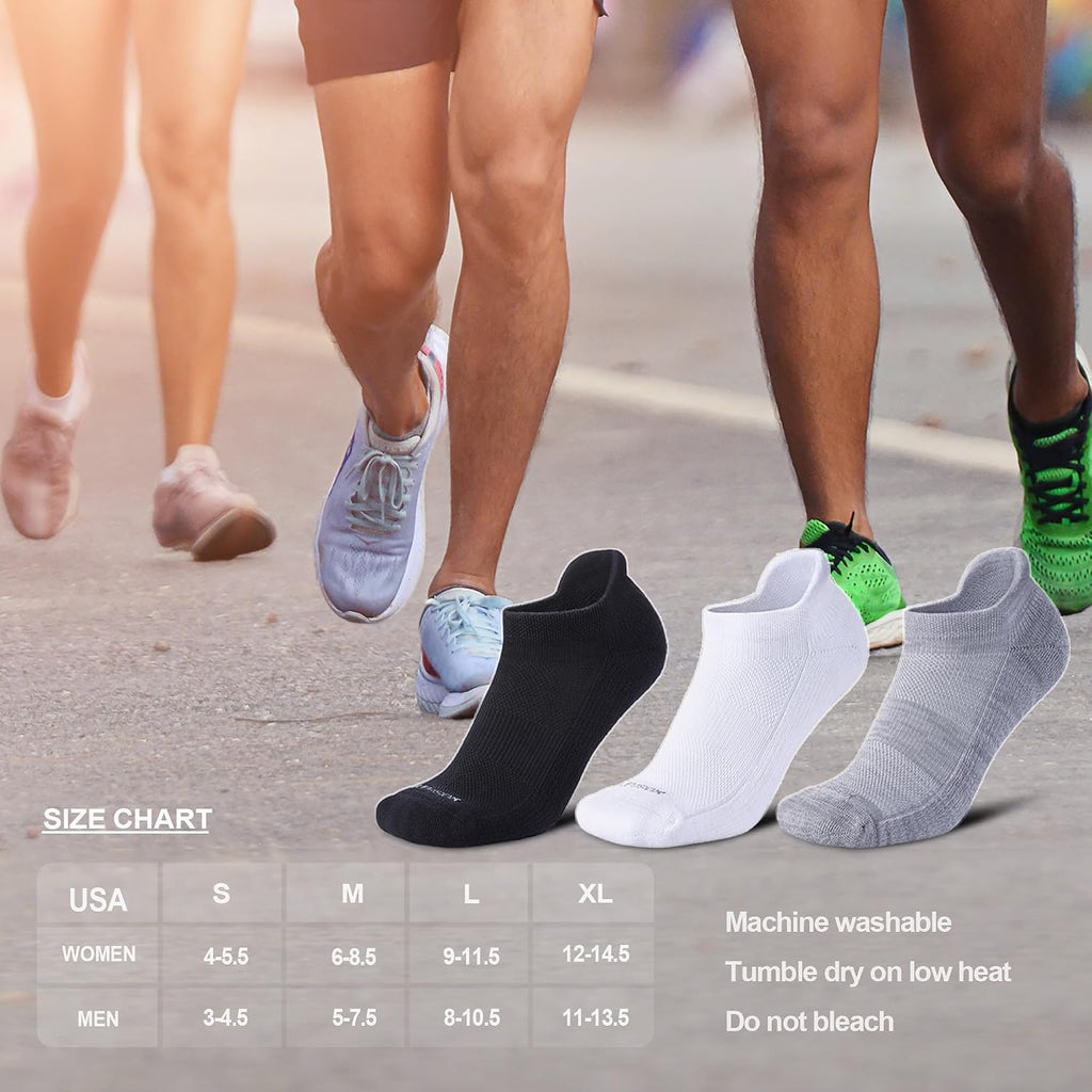 LEVSOX Ankle Compression Socks for Women and Men, Bamboo Viscose Low Cut Cushioned Athletic Running Socks