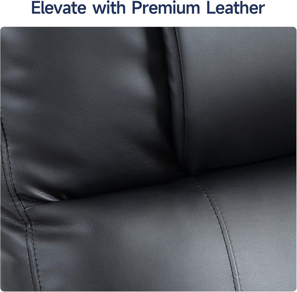 Power Lift Recliner Electric Chair for Elderly with USB Charge Port, Black | Fits 5'2"–5'9" Heights, PU Leather Recliner with Massage & Heat, 160° Adjustable Recline, Stand Assist, Remote, Cup Holders