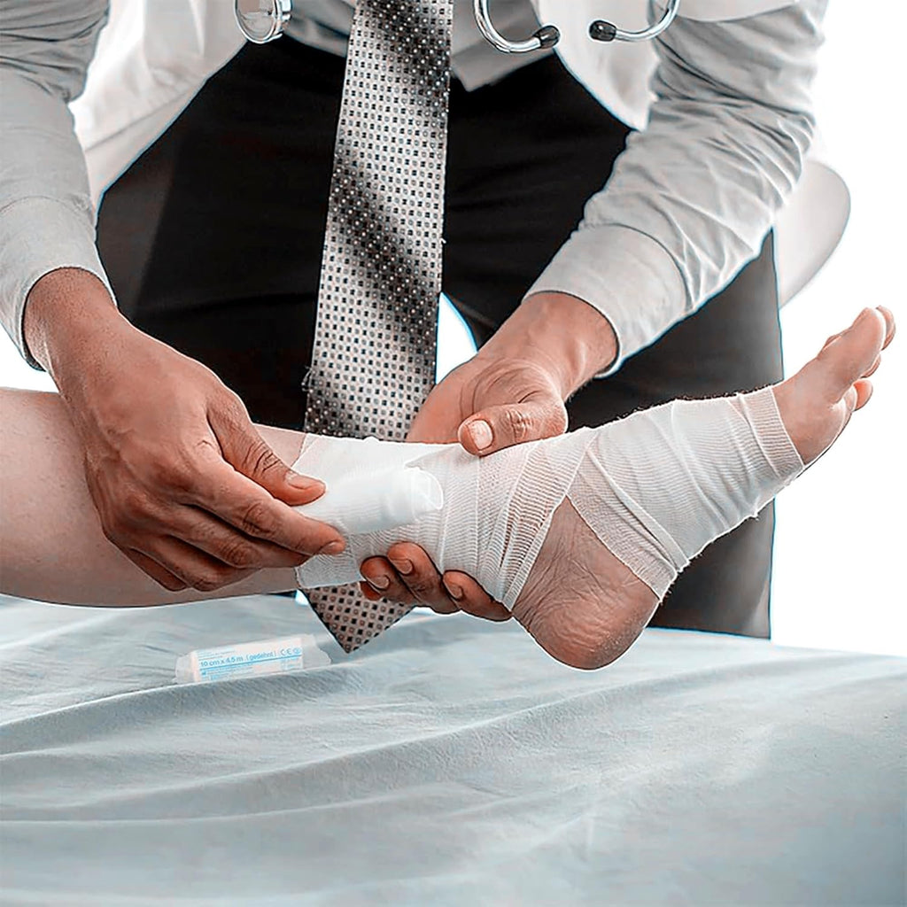 10 Pcs Elastic Stretch Gauze Bandage | Medical-Grade Sterile Self-Adherent Pressure Wrap | 10cm x 4.5m First Aid Bandages for Wound Care, Sprains & Joint Support