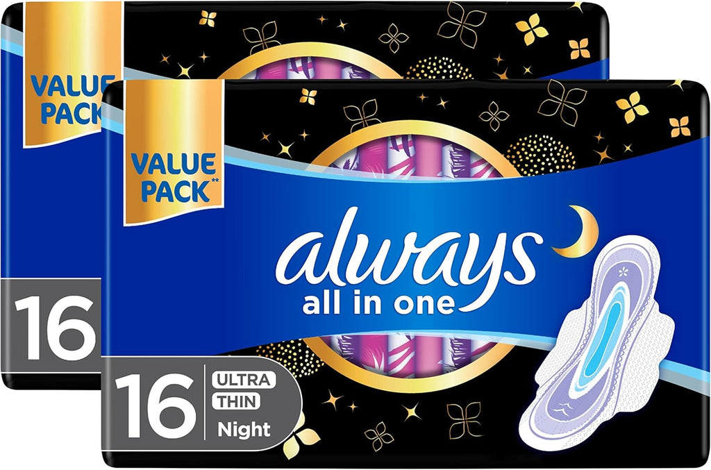 Sanitary Pads With Wings Overnight 16 pieces