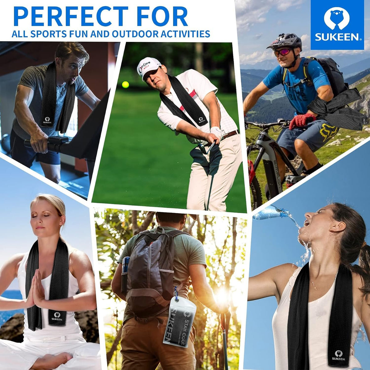 Sukeen 4 Pack Cooling Towels (40"x12") for Neck and Face Instant Cooling | Stay Cool in Hot Weather,Versatility,Soft,Breathable,Durability for Sports,Outdoor activities,Summer works in heat