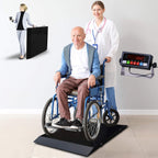 MS-WCS1000 1000lb Wheelchair Scale/Portable Light Weight Floor Wheelchair Scale for Home or Senior Care House | with Dual Ramp