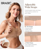 BRABIC Zip Front Closure Everyday Bra for Women Post Surgery Compression Support with Adjustable Straps Wirefree