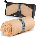 VENTURE 4TH Quick Dry Microfiber Towel for Camping & Gym - Beige Large | Lightweight, absorbs 7x more than cotton, dries fast & resists odor. Packable Travel Towel with tear-resistant carry bag.